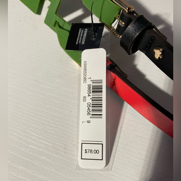 Kate Spade Red Bow Belt and Black straight Belt Set women’s Sz Large - Picture 3 of 6